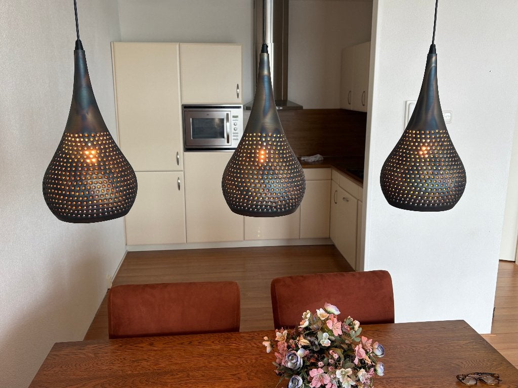 Hanglamp met 3 lichtpunten, Ophalen of Verzenden, Zo goed als nieuw, Metaal, Modern /klassiek