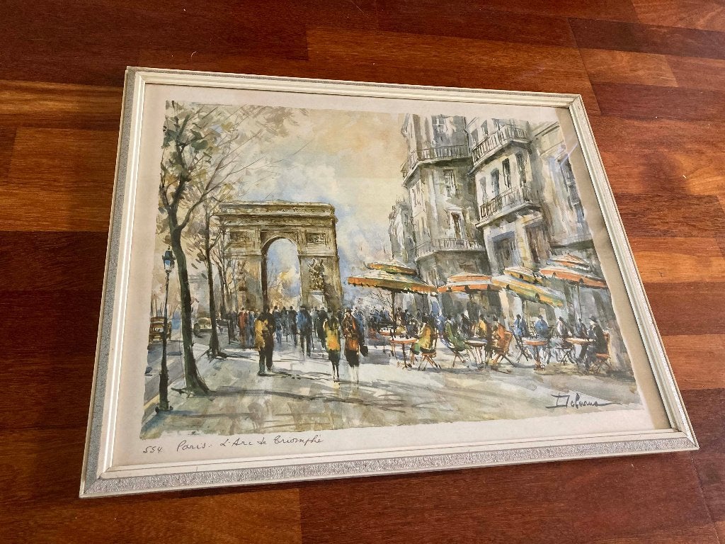Print van aquarel van L’Arc de Triomphe in Parijs, jaren ’50, Ophalen, Voor 1940, Overige onderwerpen