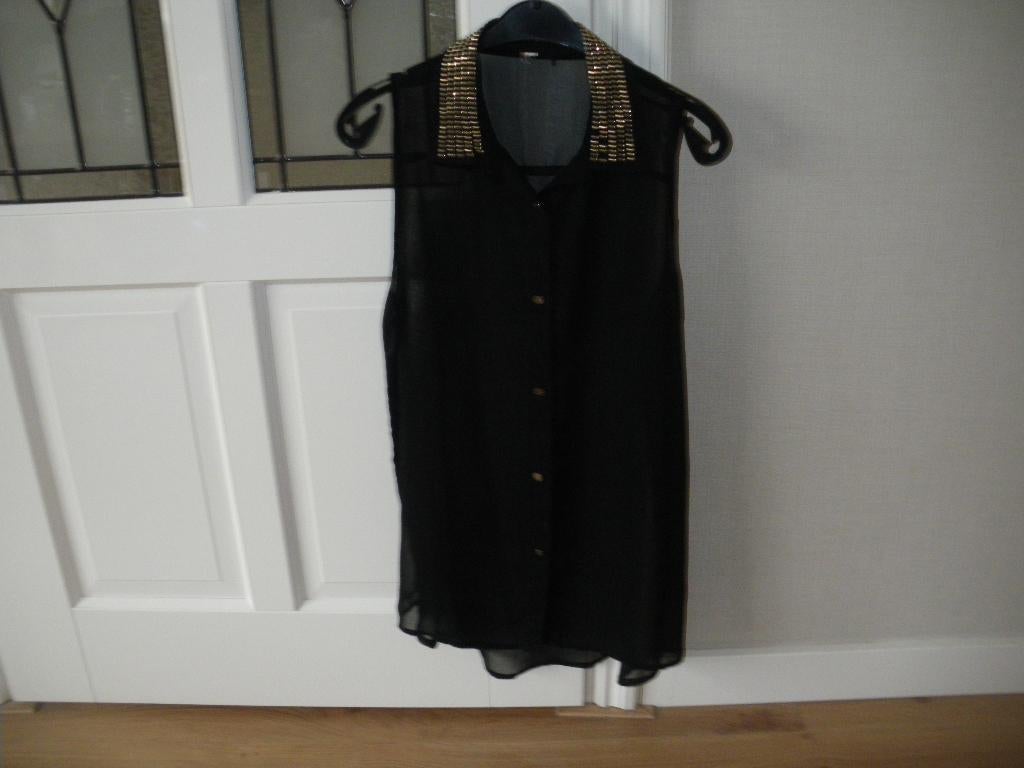 mooi zwart mouwloos zomer blousje siersteentjes hstra 40, Kleding | Dames, Blouses en Tunieken, Ophalen of Verzenden, Zo goed als nieuw