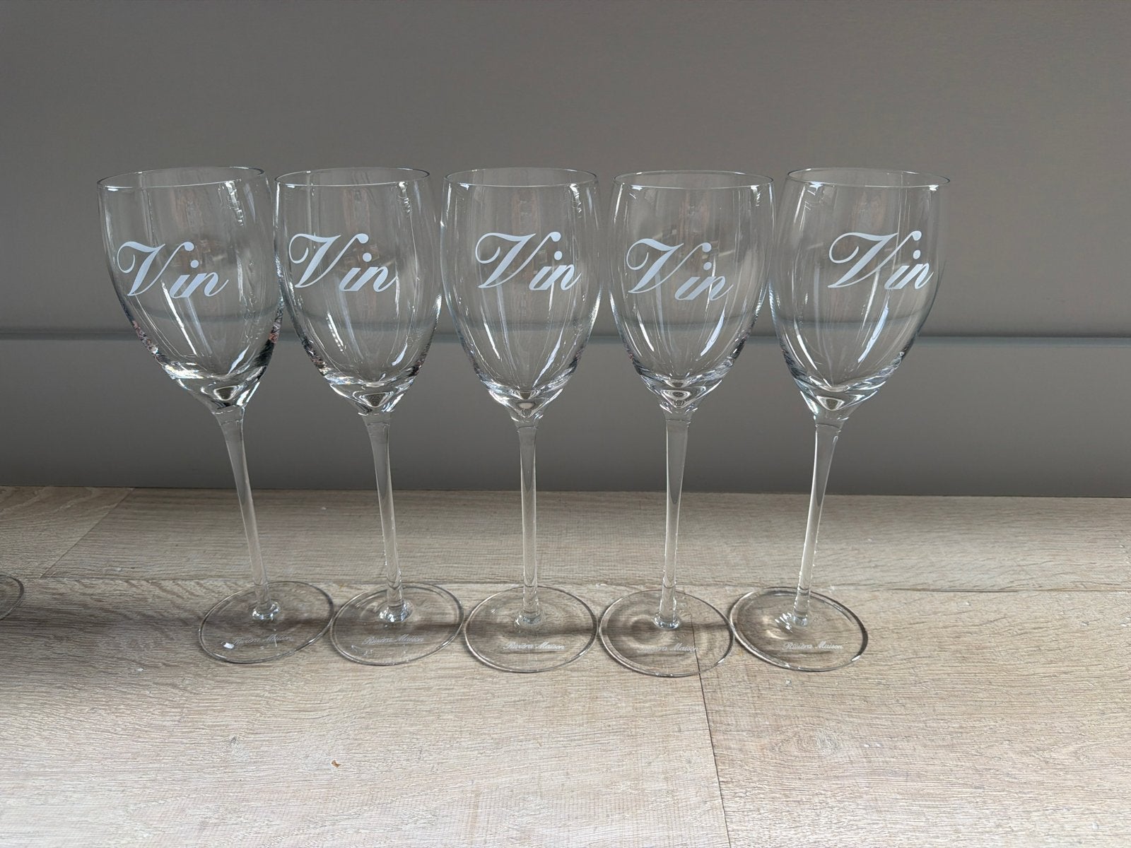 Riviera Maison witte wijnglazen - Set van 5, Ophalen, Glas, Zo goed als nieuw, Wit