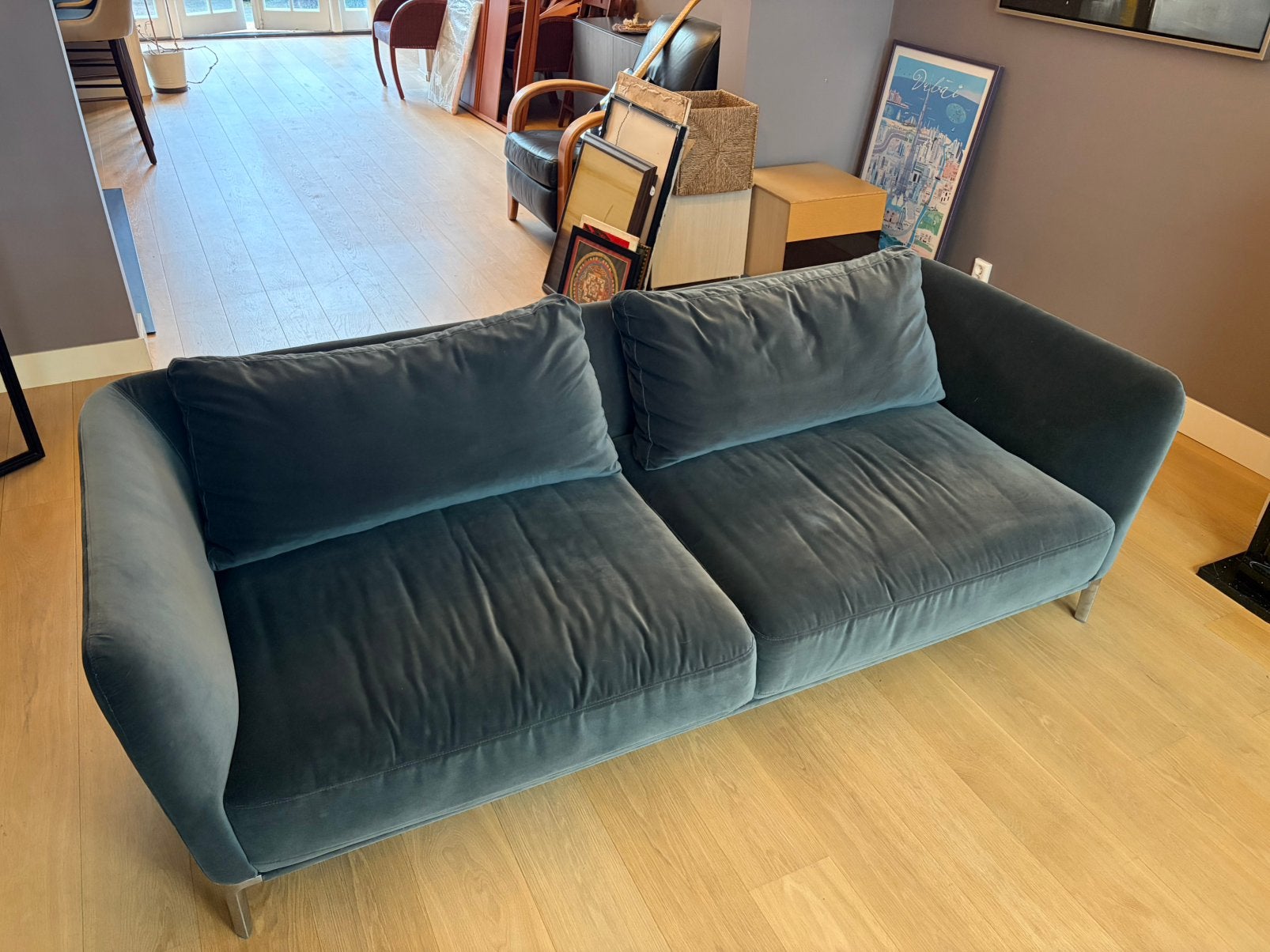 Blue Velvet Rolf Benz Couches (2), Ophalen, Driepersoons, 75 tot 100 cm, Zo goed als nieuw