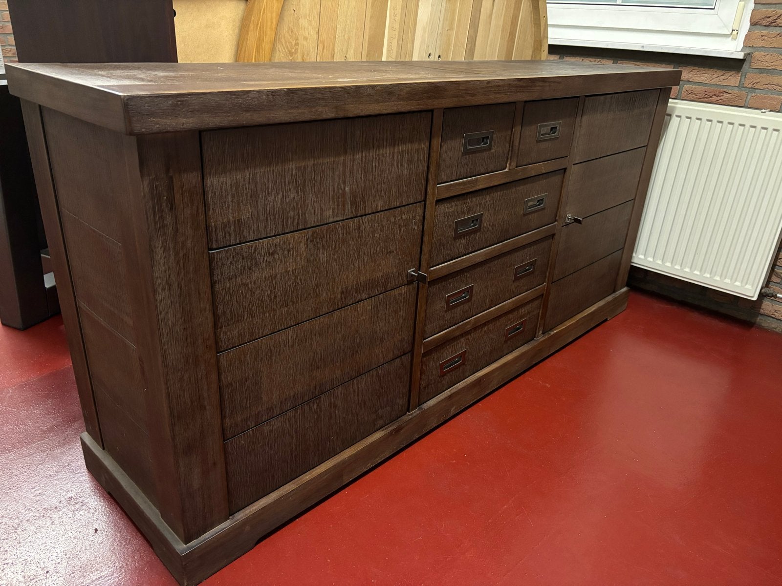 Nette houten dressoir kast 180cm breed, 45cm diep, Ophalen, Gebruikt, 150 tot 200 cm, H