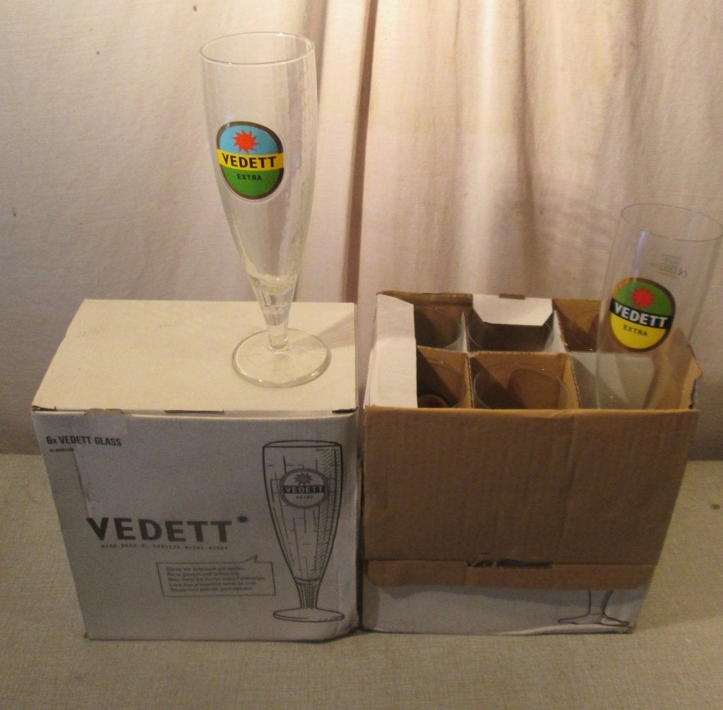 9 Originele Nieuwe Bierglazen - Vedett Extra, Ophalen of Verzenden, Nieuw, Glas of Glazen, Overige merken