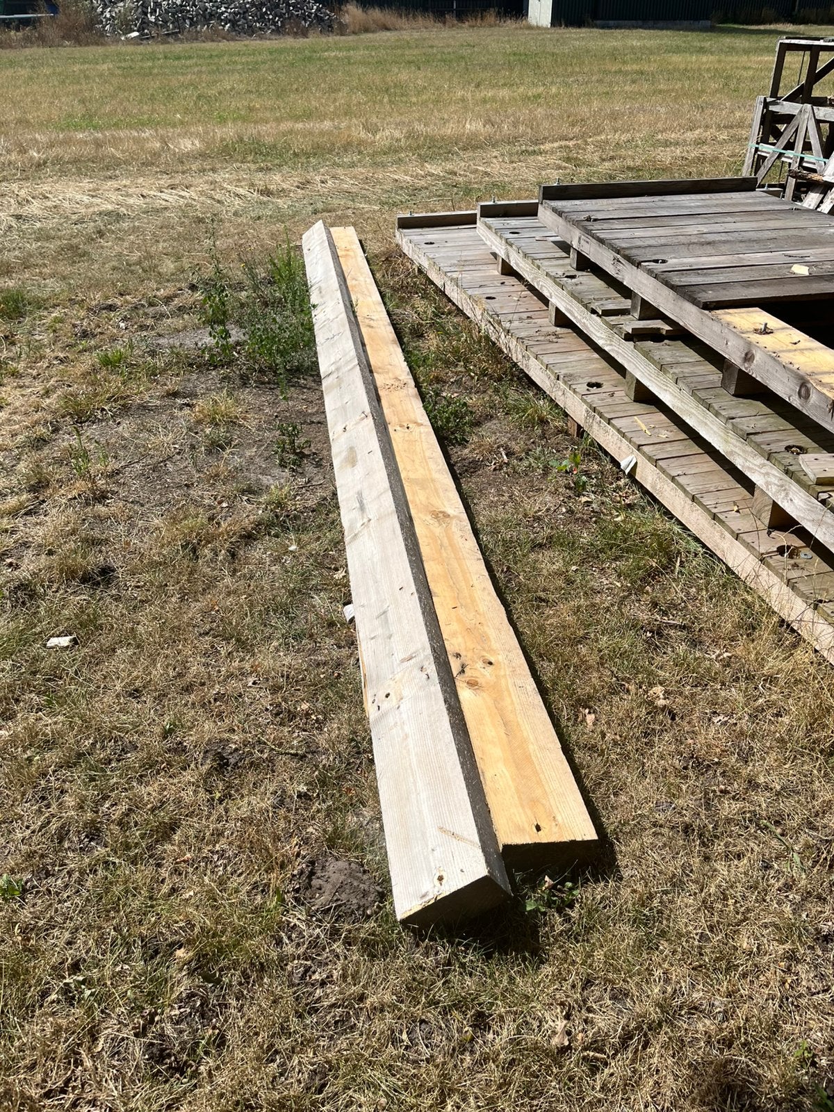 Houten balken 5,5 meter, Doe-het-zelf en Verbouw, Hout en Planken, Ophalen, Gebruikt, Balk, Vuren