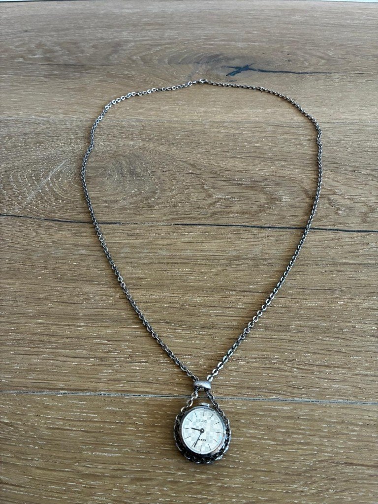 Zilveren kettingklok 835 (loopt), Ophalen of Verzenden, Zilver