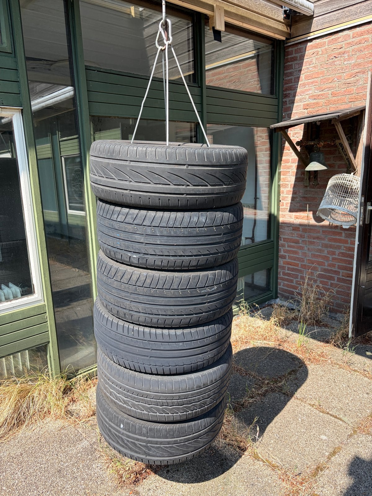 Unieke DIY Bokszak van Autobanden - Duurzaam & Robuust, Ophalen, Gebruikt, Bokszak