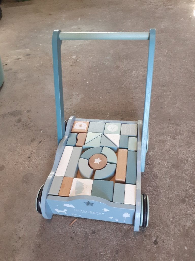 Blokkenkar little dutch (hout), Kinderen en Baby's, Speelgoed | Houten speelgoed, Ophalen of Verzenden, Gebruikt, Duw- of Trekspeelgoed