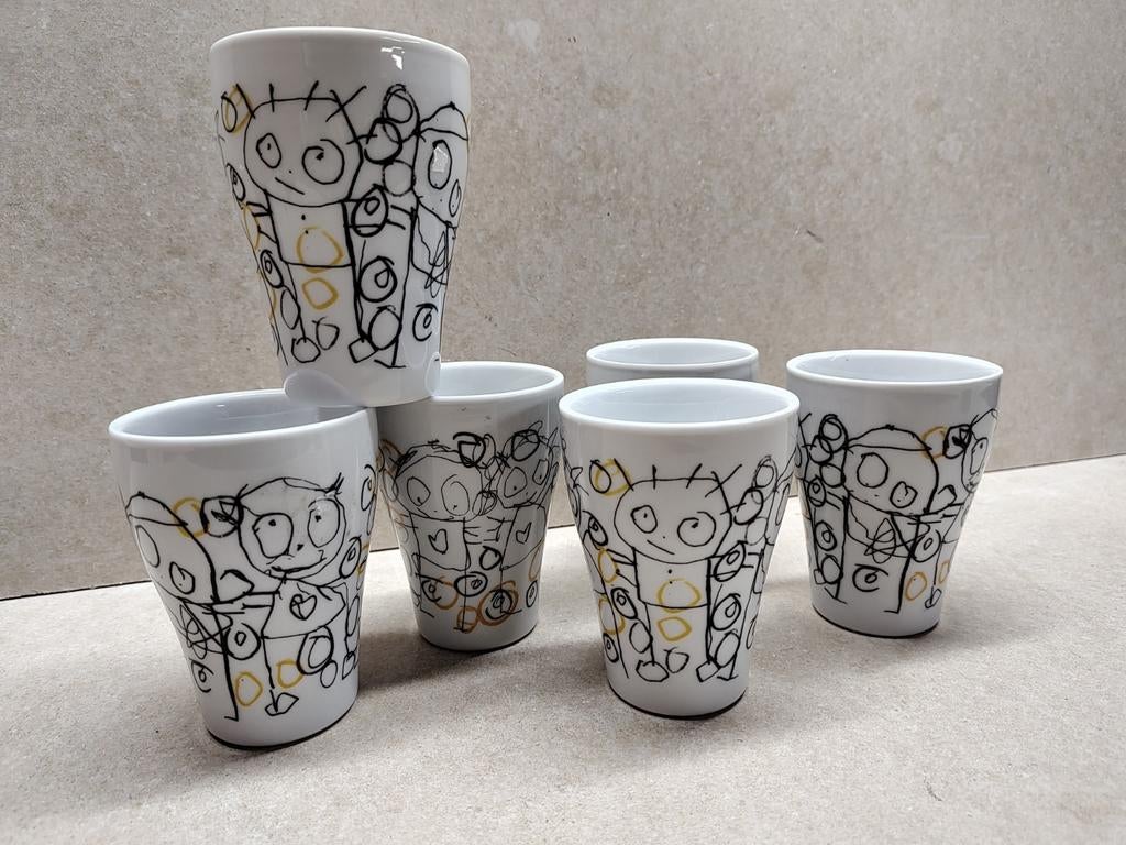 Set van 6 Poul Pava mokken by Aida - Origineel design, Huis en Inrichting, Keuken | Servies, Keramiek, Aida, Onbekend, Ophalen of Verzenden