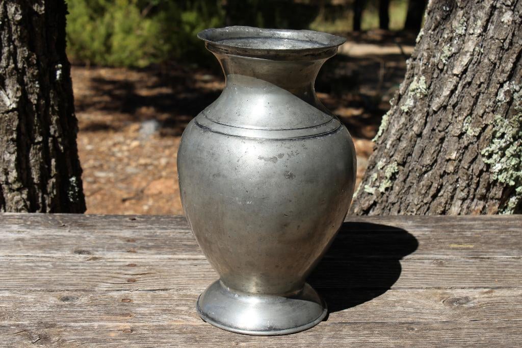 Brocante - Oude robuuste vaas, Etain!, Antiek en Kunst, Antiek | Tin, Ophalen of Verzenden