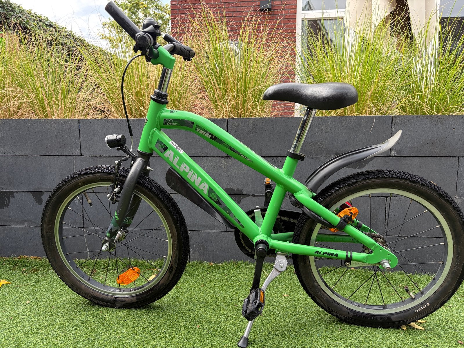Alpina Trial kinderfiets - Groen - 16 inch, Fietsen en Brommers, Fietsen | Kinderfietsjes, Ophalen, Zo goed als nieuw, Velgrem