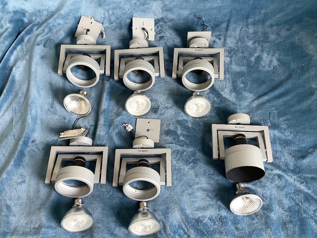 Set van 6 Kreon designspots, matte zilverkleurige afwerking., Ophalen of Verzenden, Huis en Inrichting