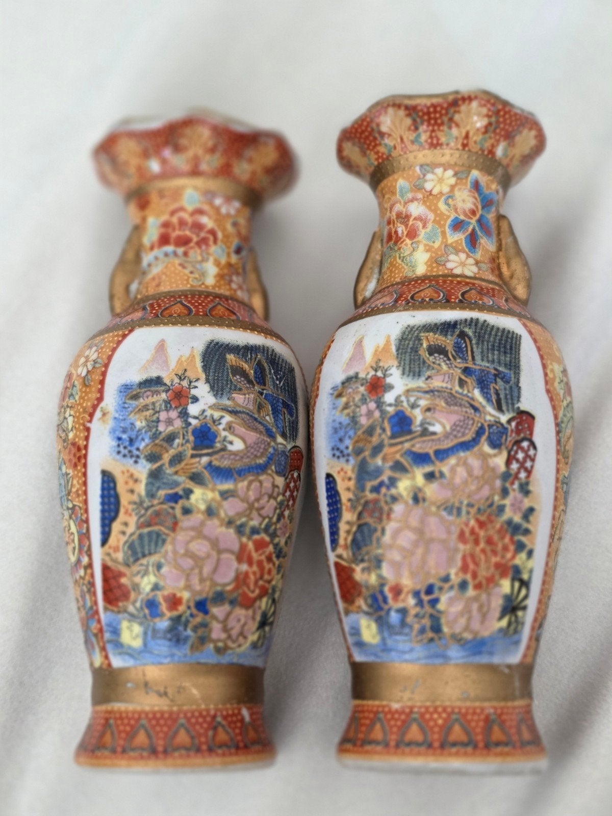 Set van 2 Vintage Japanse Satsuma Stijl Miniatuur Vazen, Ophalen of Verzenden