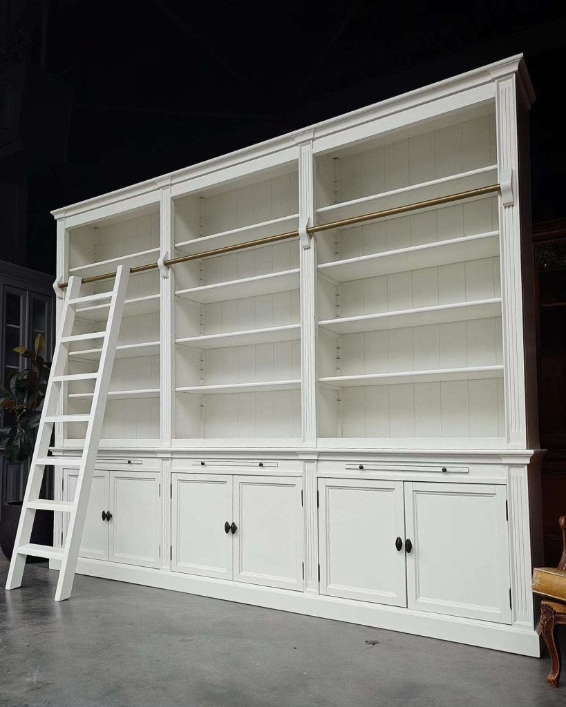 Grote / Brede boekenkast 300cm | Witte bibliotheekkast #2860, Metaal, Gebruikt, Met deur(en), -