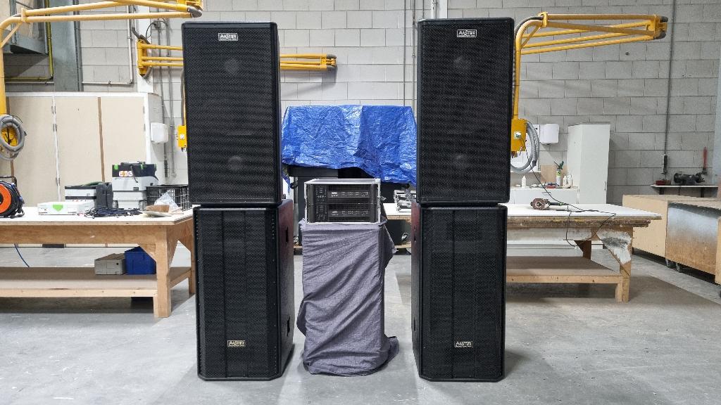 Master audio MD4 MD-222 + MD218 + 3K6 geluid set Amate Audio, Gebruikt, Complete surroundset, 120 watt of meer, Ophalen