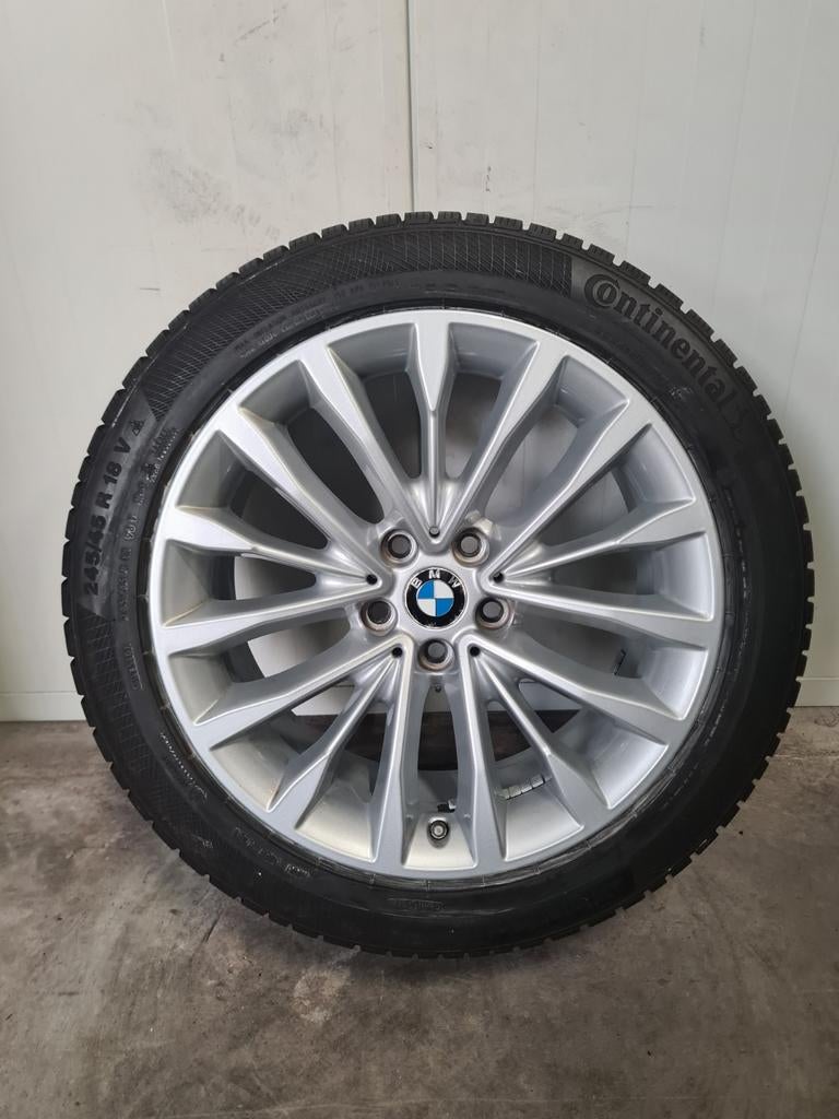 18' BMW 5 Serie G30 G31 Styling 632 met winterbanden 8mm, 18 inch, 245 mm, Banden en Velgen, Personenwagen