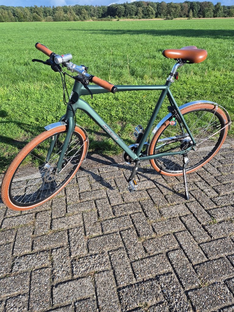 VelodeVille Stadsfiets - Groen met Bruine Details, 57 cm of meer, Heren, Zo goed als nieuw, Ophalen