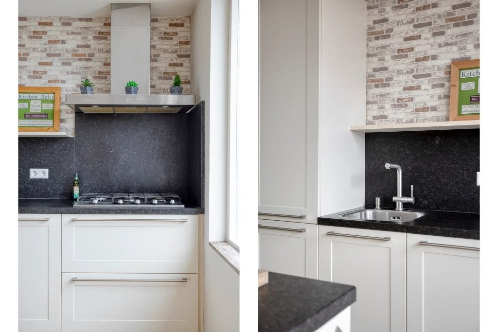 PRACHTIGE MODERNE MAT WITTE EILANDKEUKEN+granietGEDEMONTEERD, Wit, Overige typen, Graniet of Steen, Ophalen of Verzenden