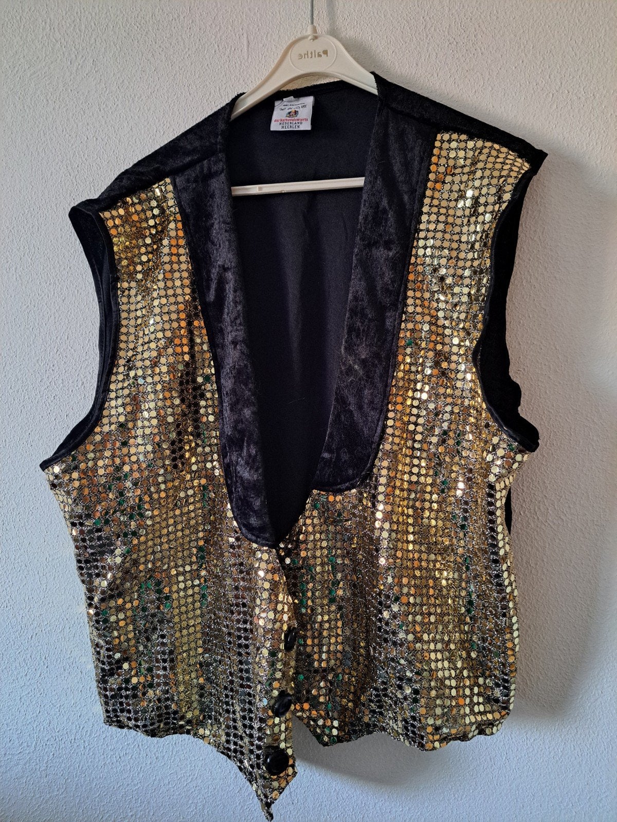 Gouden Pailletten Gilet - Maat 56, Der karnevalswierts, Carnaval, Maat 46/48 (XL) of groter, Ophalen of Verzenden