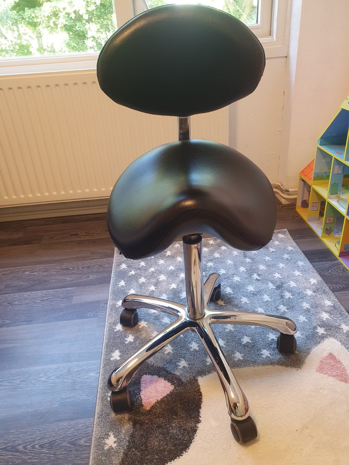 Ergonomische Zadelkruk met Rugleuning - Zwart, Huis en Inrichting, Ophalen, Gebruikt, Zwart, Bureaukruk