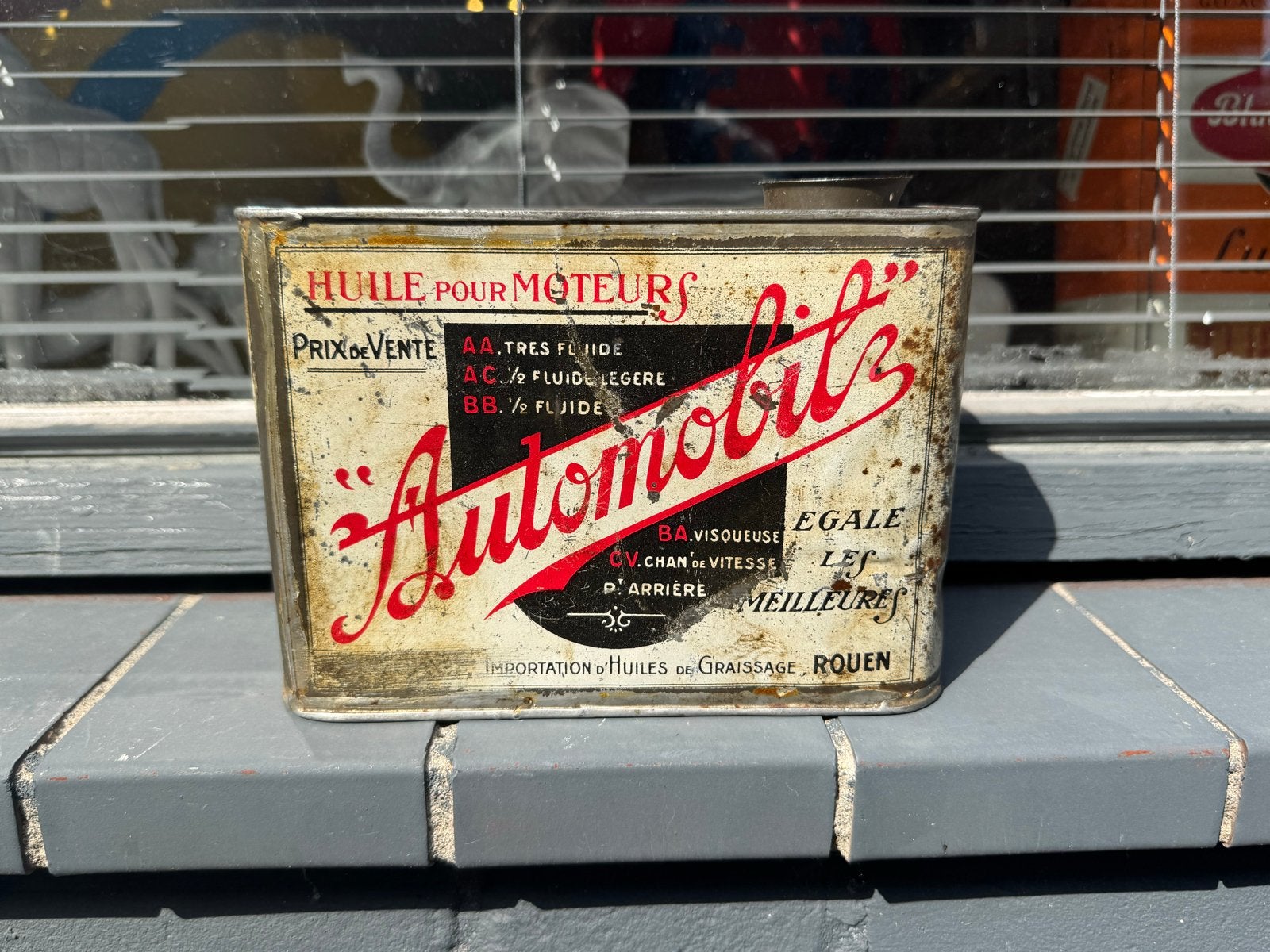 Vintage "Automobil" Olieblik - Franse Motorolie Reclame, Ophalen of Verzenden