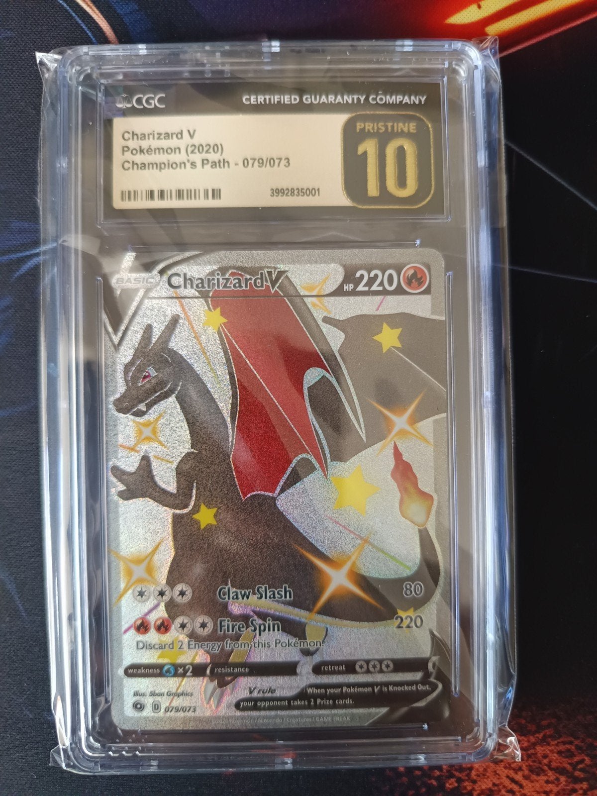 Charizard V pristine 10 champions path, Ophalen of Verzenden, Zo goed als nieuw, Losse kaart, Foil