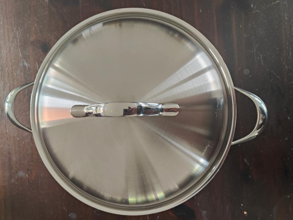 Fissler wokpan 28 cm, Gebruikt, Inductieplaat, Aluminium, Ophalen of Verzenden