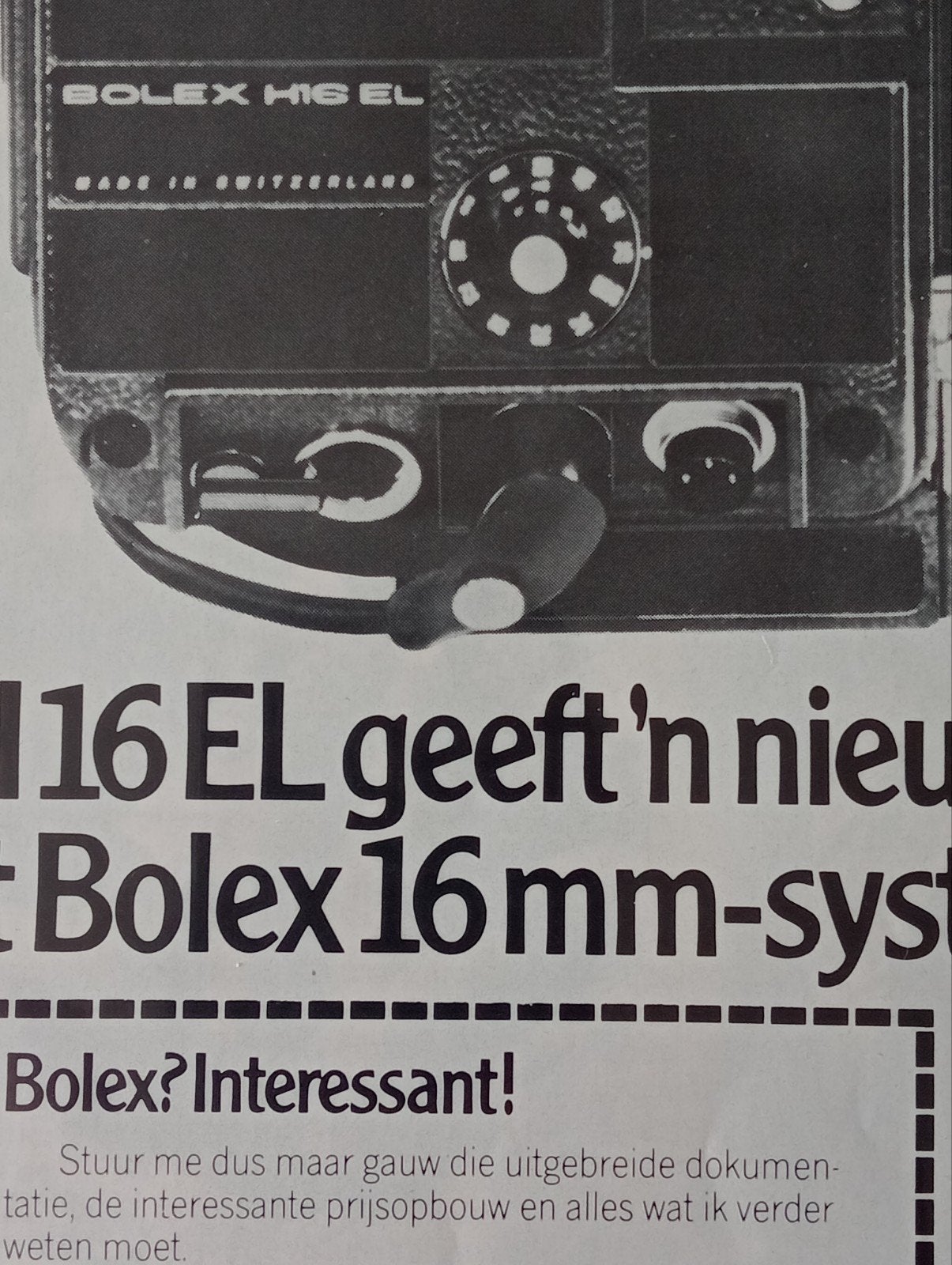 Tijdschrift pagina Bolex advertentie begin jaren zeventig, Ophalen of Verzenden, Knipsel(s)