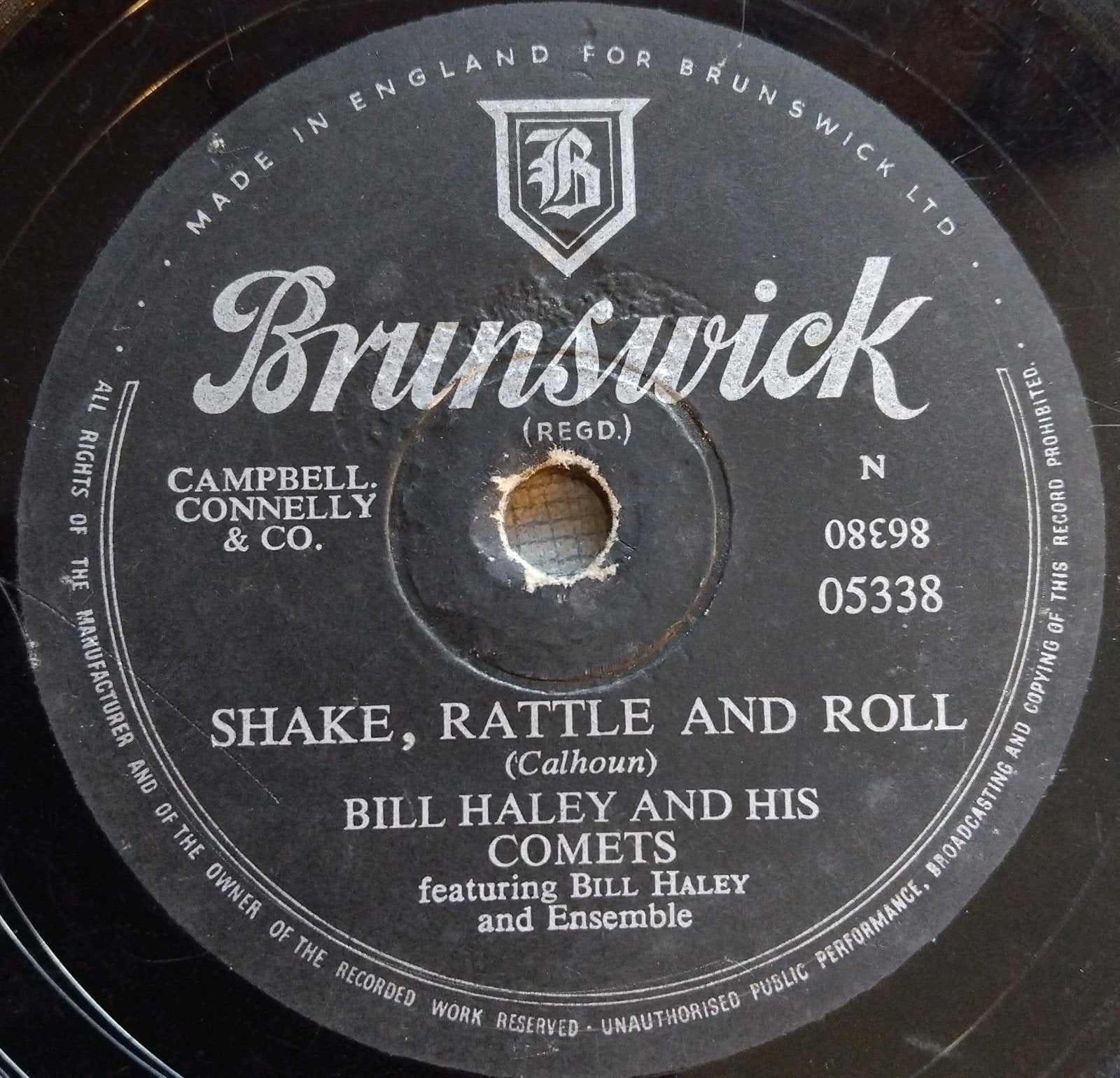 78RPM: Bill Haley - Shake, rattle and roll, Gebruikt, 10 inch, Ophalen of Verzenden, Beschermende buitenhoes