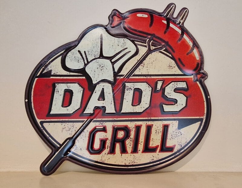 Grill, bbq, metaal, Dad's grill, wandbord, barbeque, Ophalen of Verzenden, Nieuw, Metaal, Decoratieobject