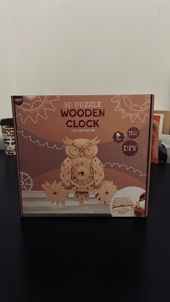 3D Houten Uil Klok Puzzel - DIY Knutselset, Dieren, Nieuw, Educatief, Overige merken
