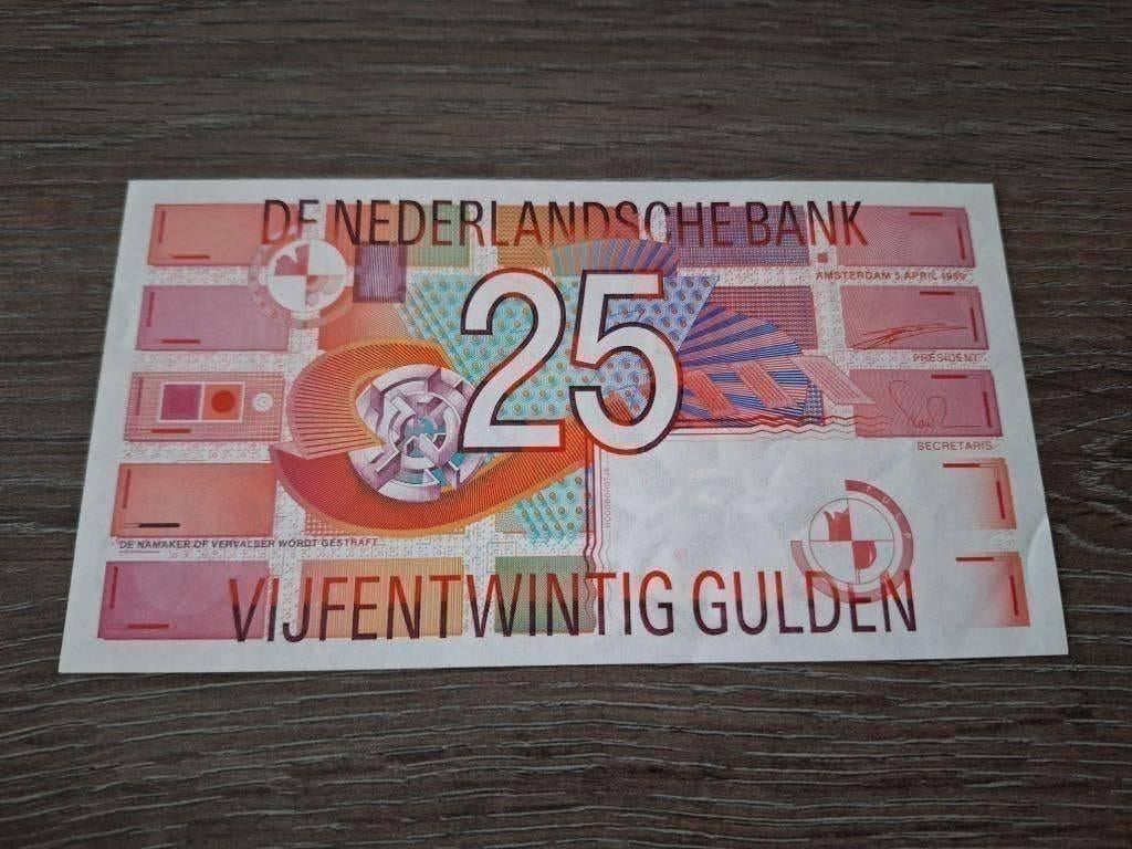 Bijna UNC biljet 25 gulden Roodborstje, 1989, Postzegels en Munten, Bankbiljetten | Nederland, Ophalen of Verzenden, 25 gulden