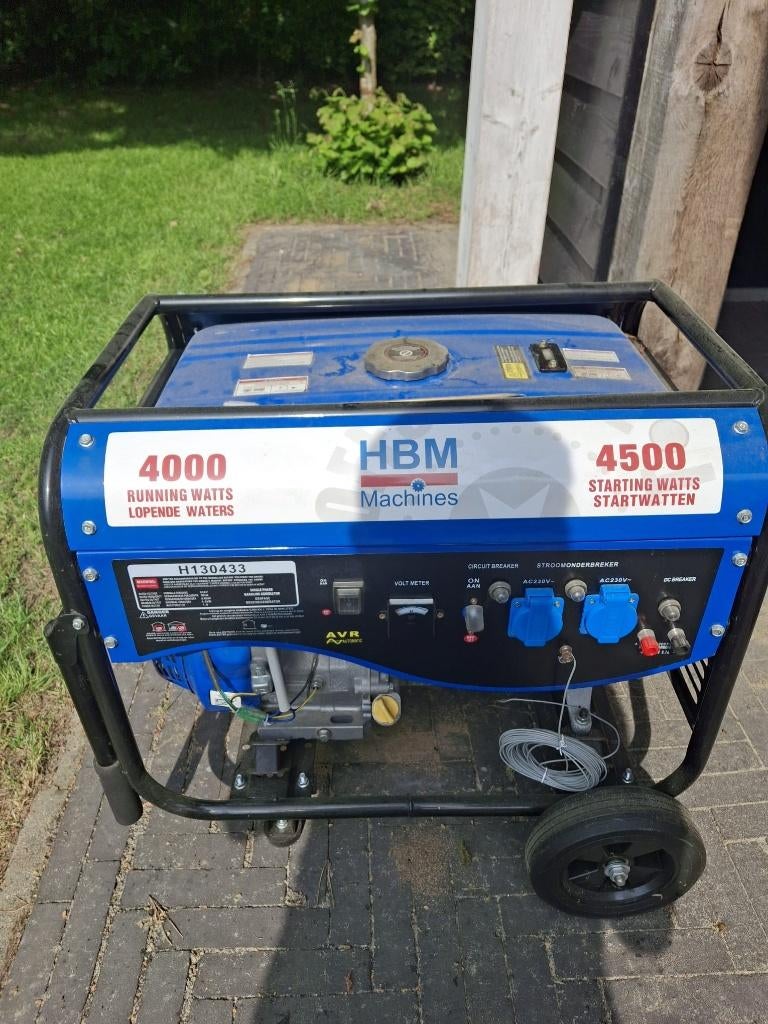 HBM benzine aggregaat 4500 Watt, Doe-het-zelf en Verbouw, Aggregaten, Ophalen, Zo goed als nieuw, Minder dan 5 kVA, Benzine