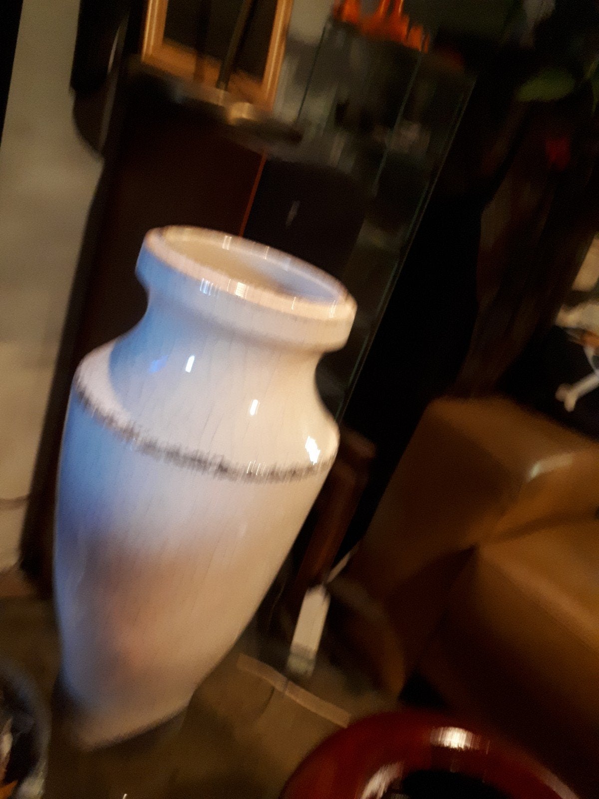 Grote decoratieve vaas, crème met craquelé-effect, Ophalen of Verzenden