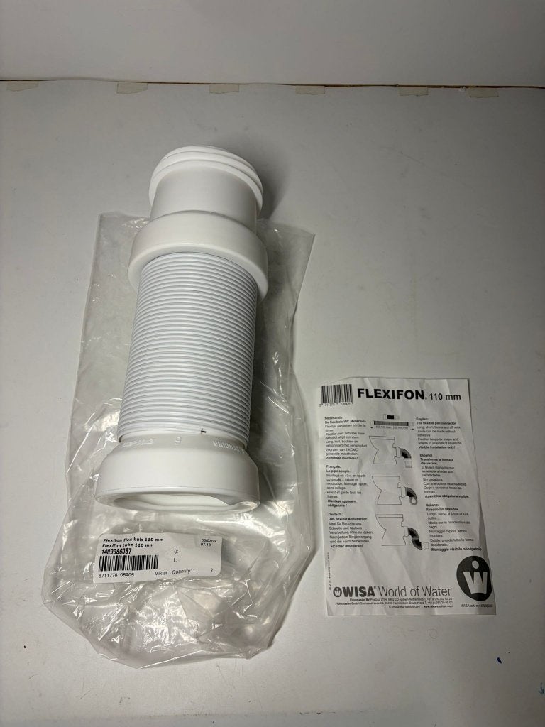WISA Flexifon 110mm Flexibele WC Afvoer - Nieuw, Afvoer, Pvc, -, -