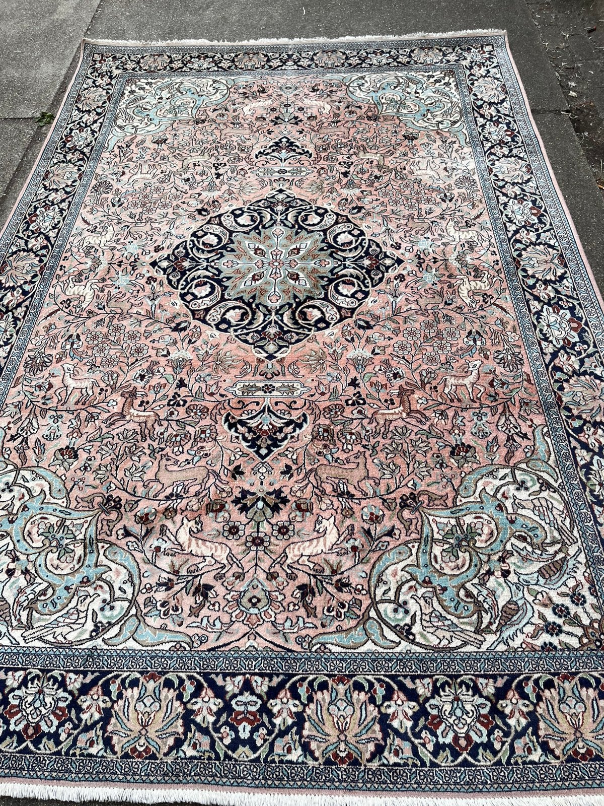 Kandgemaakte tapijt Kashmir 270x182, Ophalen, Gebruikt, Bruin, 150 tot 200 cm