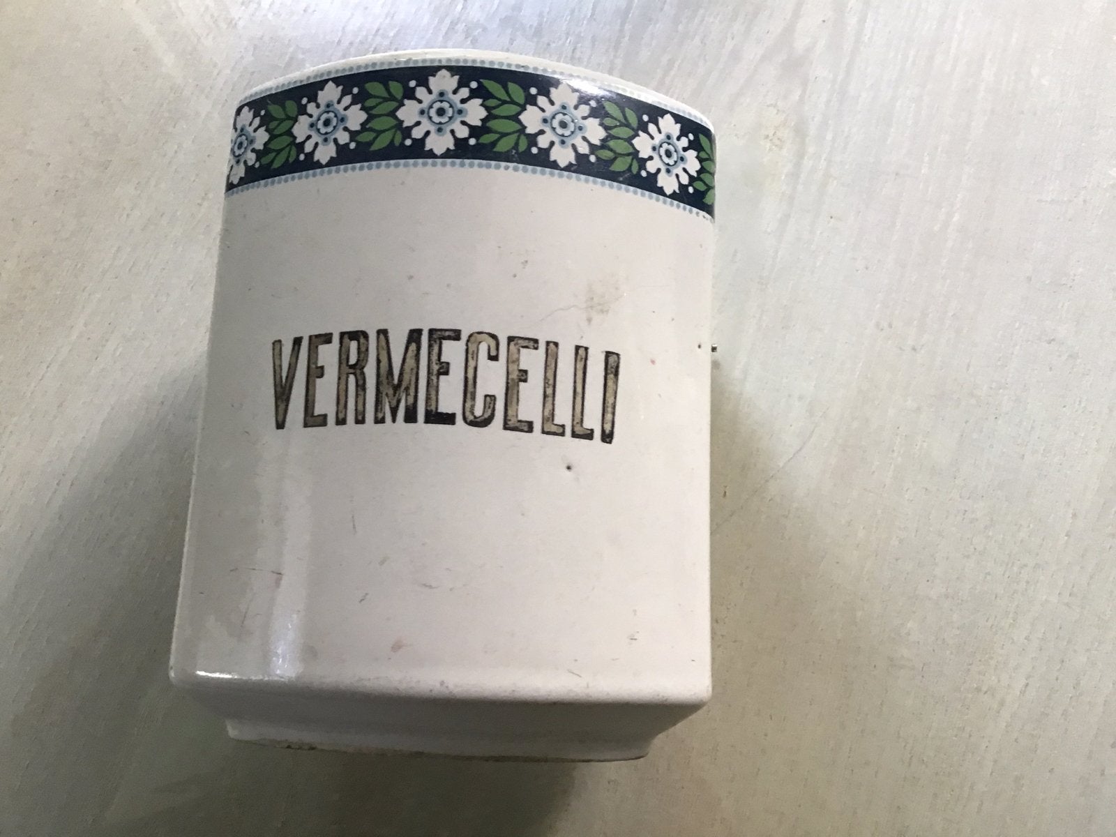 Antieke Vermecelli voorraadpot met bloemmotief, Ophalen of Verzenden