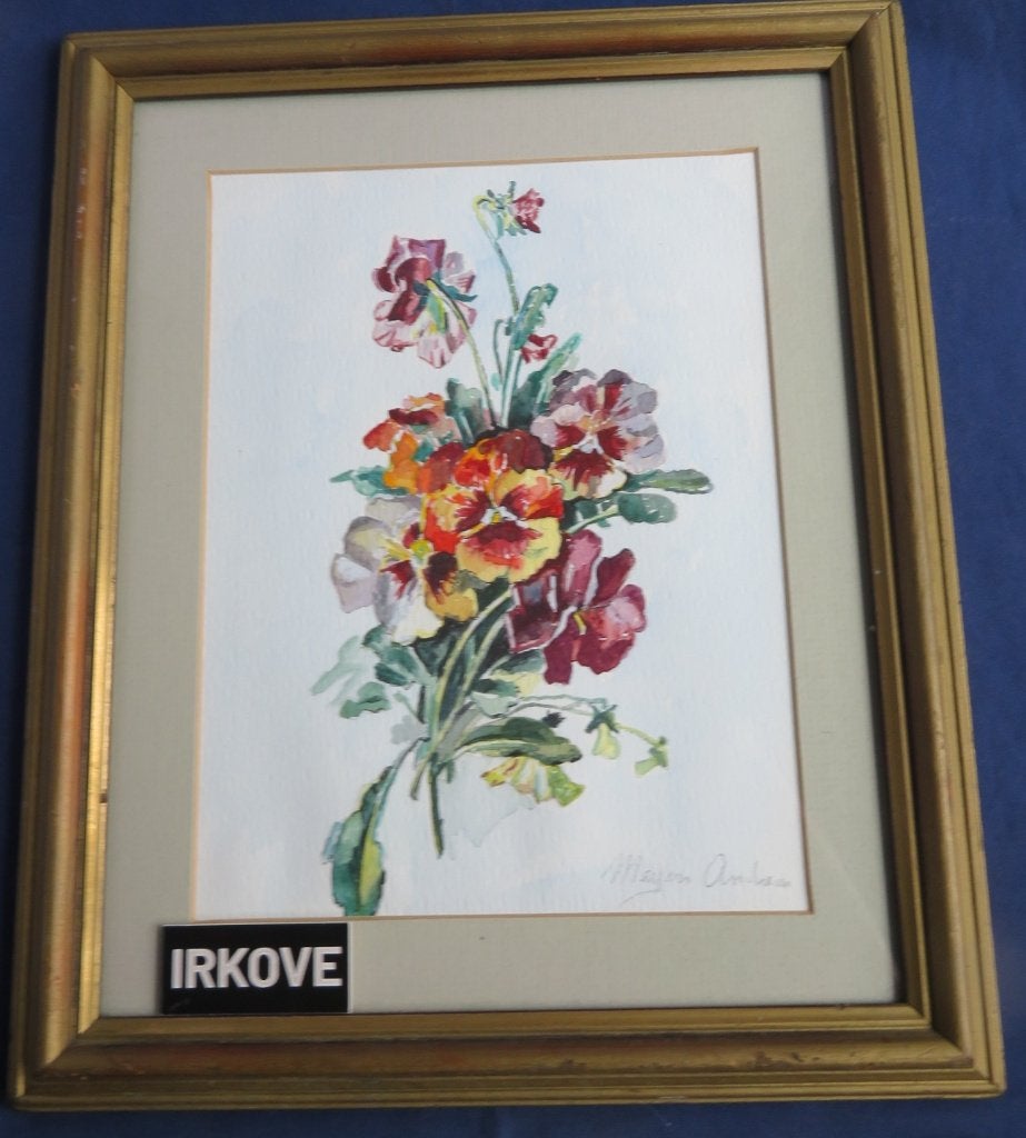 AQUAREL BOEKET VIOOLTJES * In Lijst *, Bloemen, Verzenden, Origineel werk, Papier