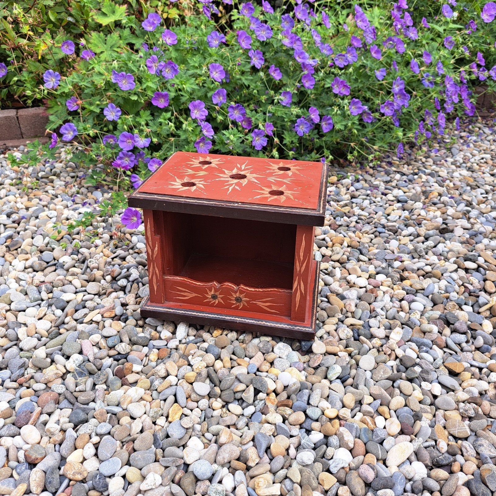 Eikenhouten stoof rood brocante, Antiek en Kunst, Ophalen