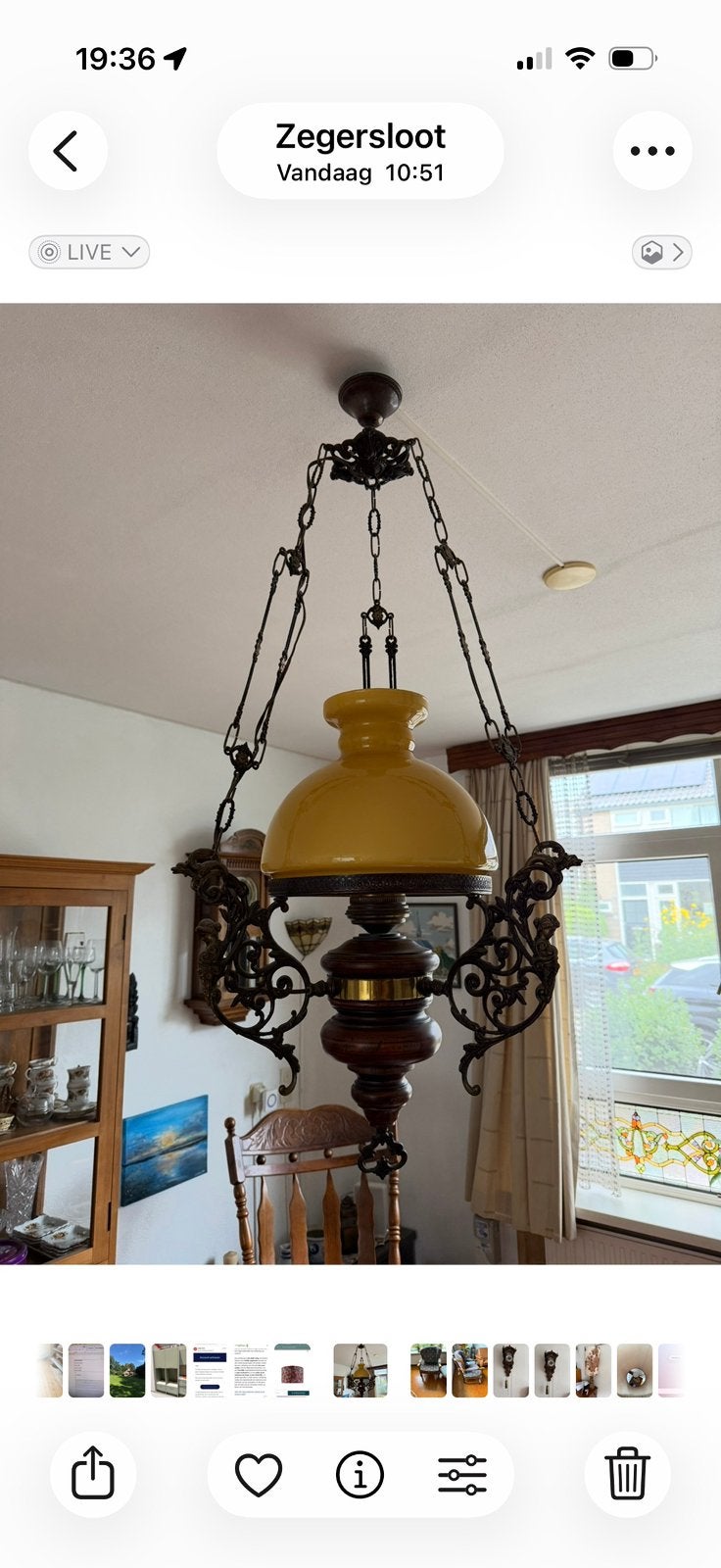 Antieke lamp, Ophalen