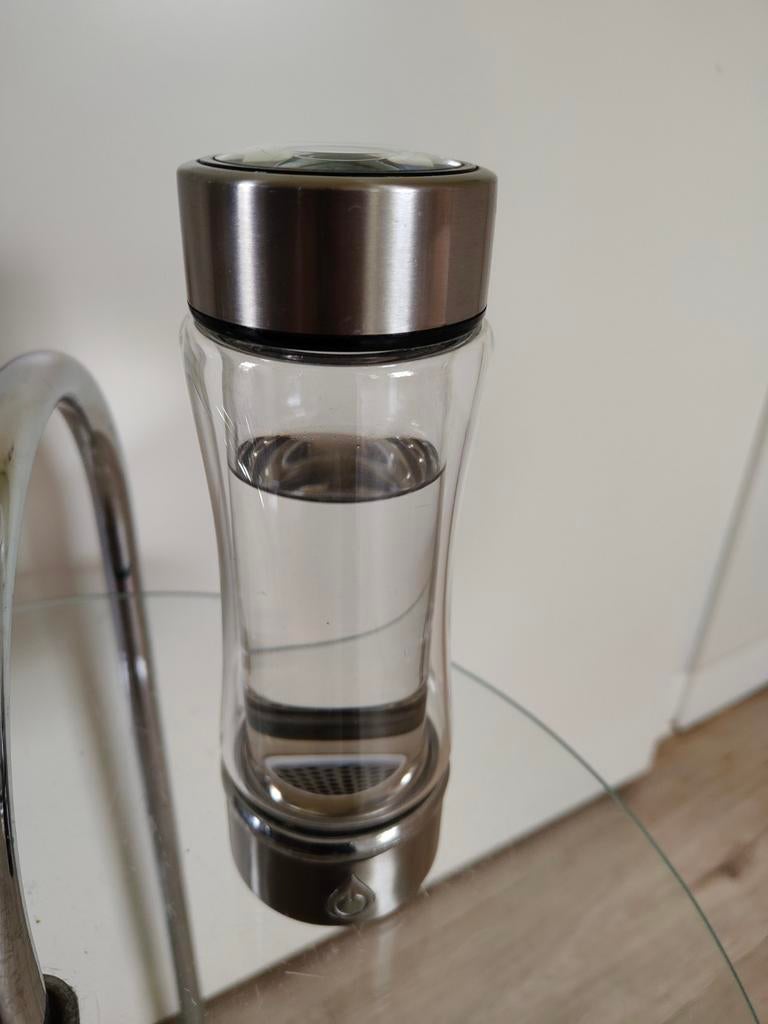 Waterstof waterfles met LED-verlichting, Zilver, Ophalen of Verzenden, Zo goed als nieuw, Overige merken