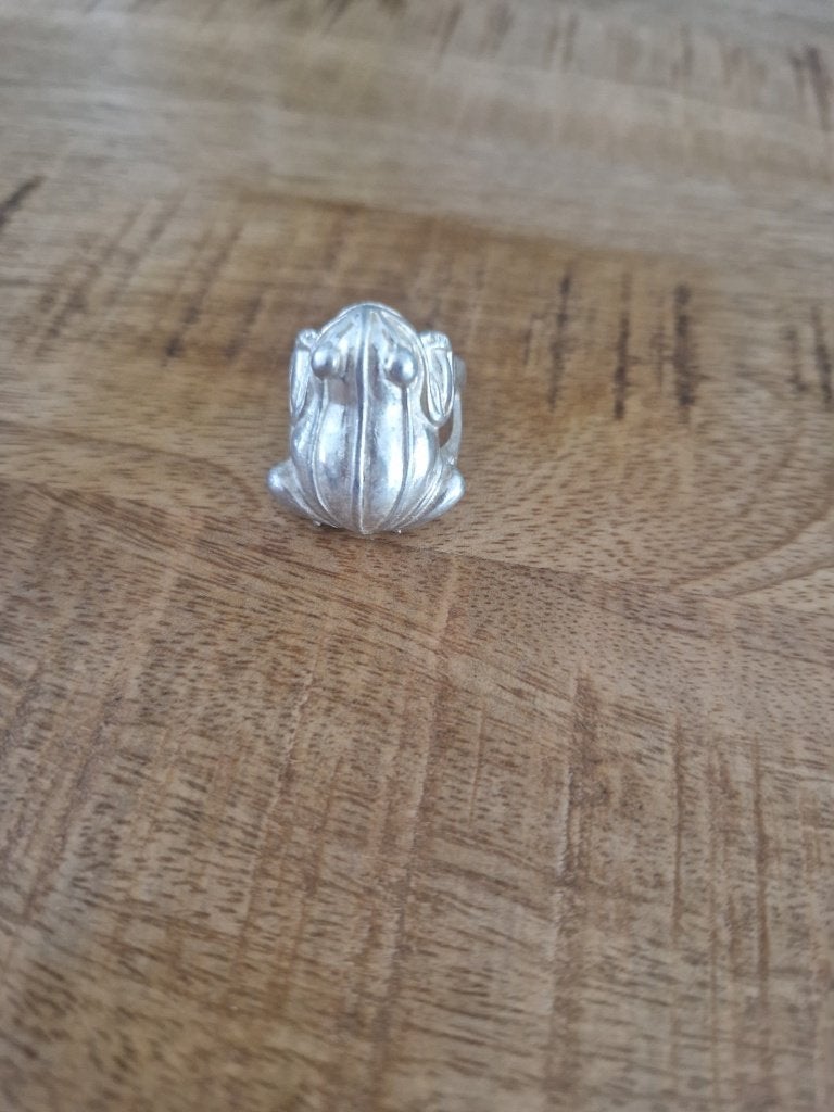 925 zilveren ring Kikker. Maat 19.5., Ophalen of Verzenden, Zilver, Ring