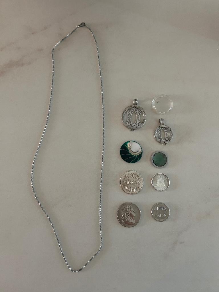 Mi moneda ketting, Met hanger, Gebruikt, Ophalen of Verzenden, Zilver