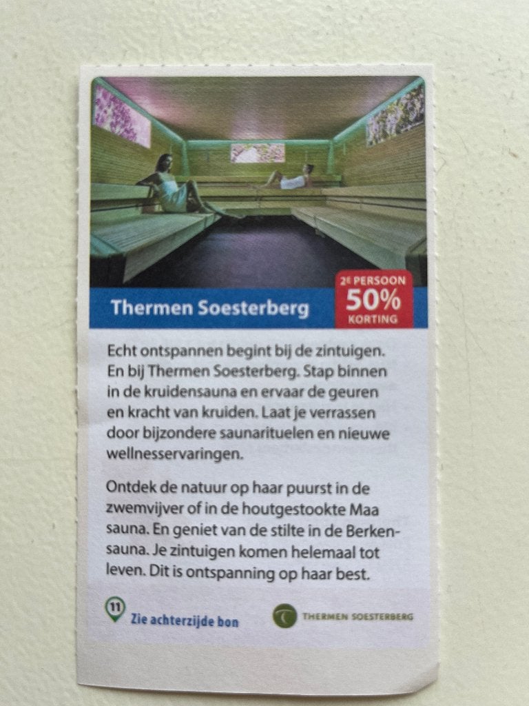 Kortings/voordeelbon Thermen Soesterberg, Drie personen of meer, Kortingsbon, Spa of Sauna