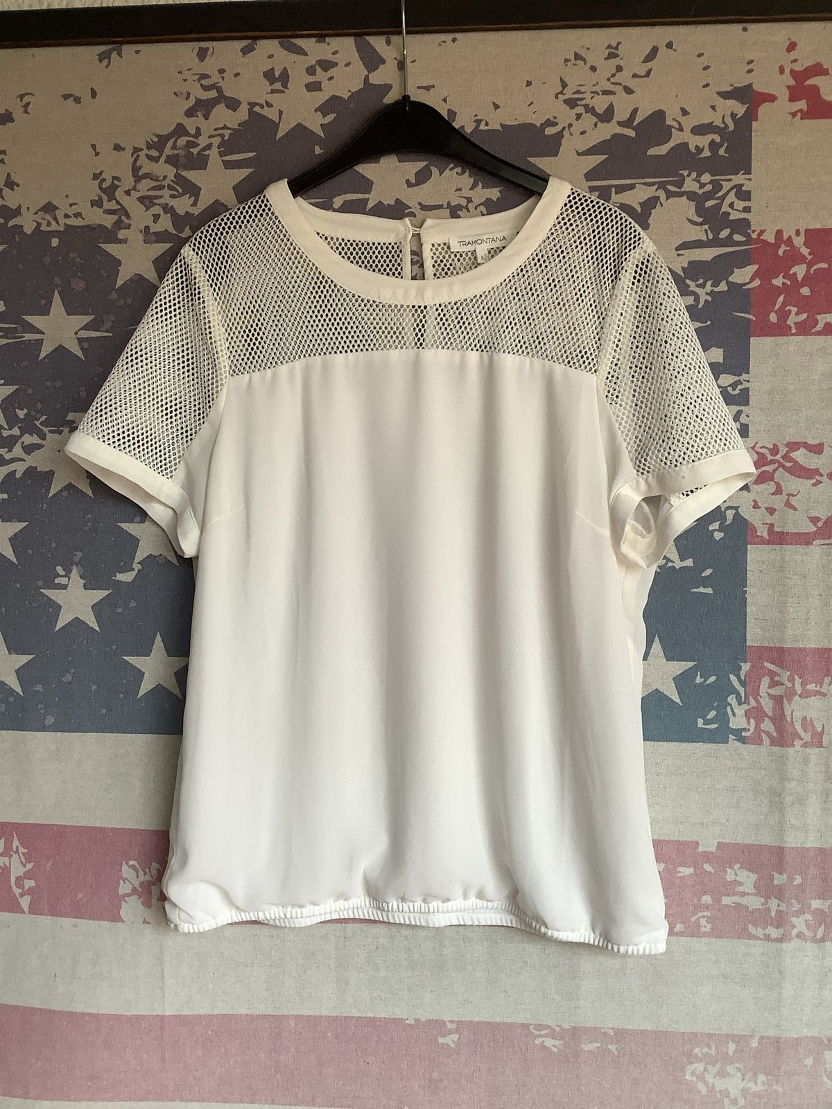 Tramontana Witte Top met Mesh Details - Maat L, Wit, Maat 42/44 (L), Ophalen of Verzenden, Zo goed als nieuw