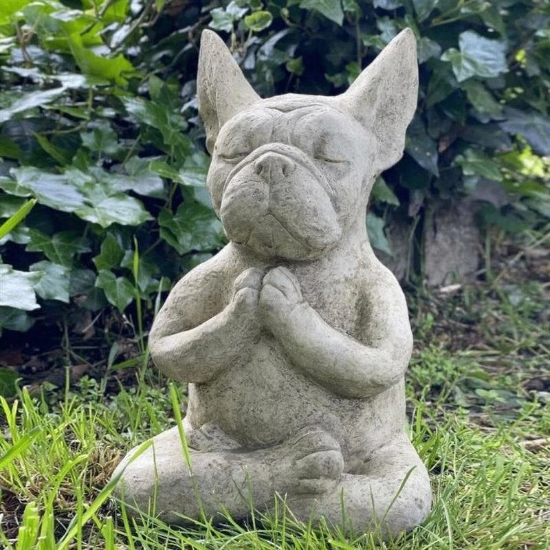 Franse Bulldog Yoga Beeld / Tuin Hond Beeldje Decoratie, Verzenden, Nieuw, Dier