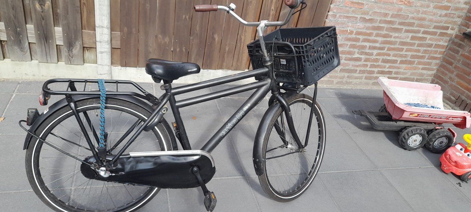 Cortina U4 jongens transportfiets 26 inch met mandje, Fietsen en Brommers, Terugtraprem, Gebruikt, Versnellingen, Minder dan 49 cm