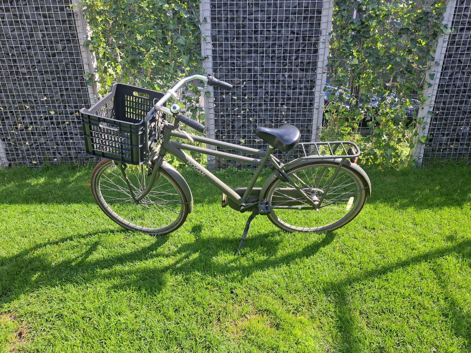 Nogan jongensfiets Army Groen met voordrager en krat, Terugtraprem, Gebruikt, Versnellingen, Overige merken
