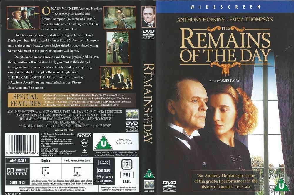 Remains of the Day 1993 DVD met Anthony Hopkins,, Cd's en Dvd's, Vanaf 12 jaar, Ophalen of Verzenden, Zo goed als nieuw
