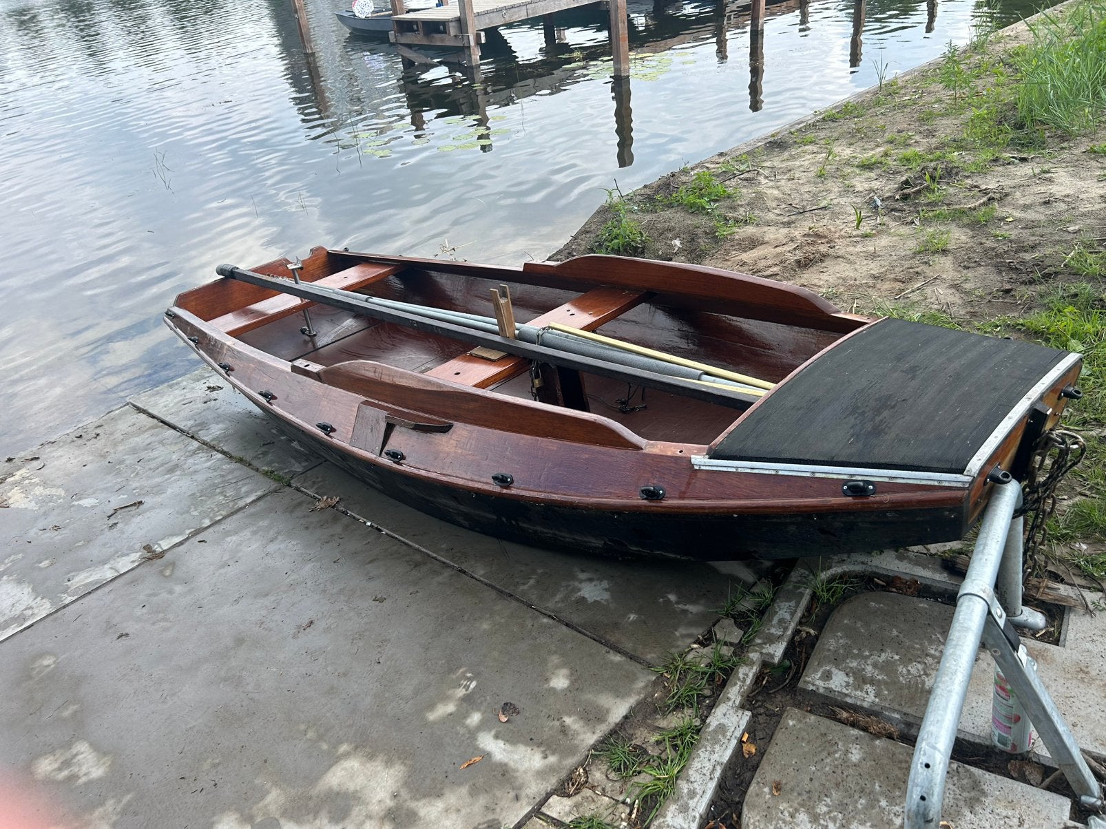 Mooie visboot roeiboot incl 2 fluistermotoren en accu, Ophalen, Hout, Elektrisch, Buitenboordmotor
