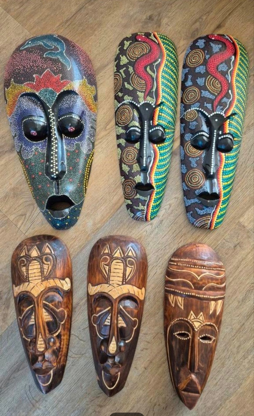 Afrikaanse maskers - Houtsnijwerk, beschilderd bijna gratis, Antiek en Kunst, Kunst | Niet-Westerse kunst, Ophalen